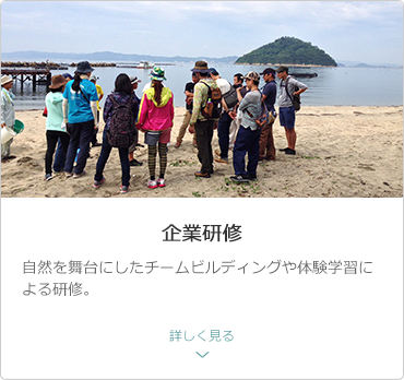 企業研修／自然を舞台にしたチームビルディングや体験学習による研修。／詳しく見る